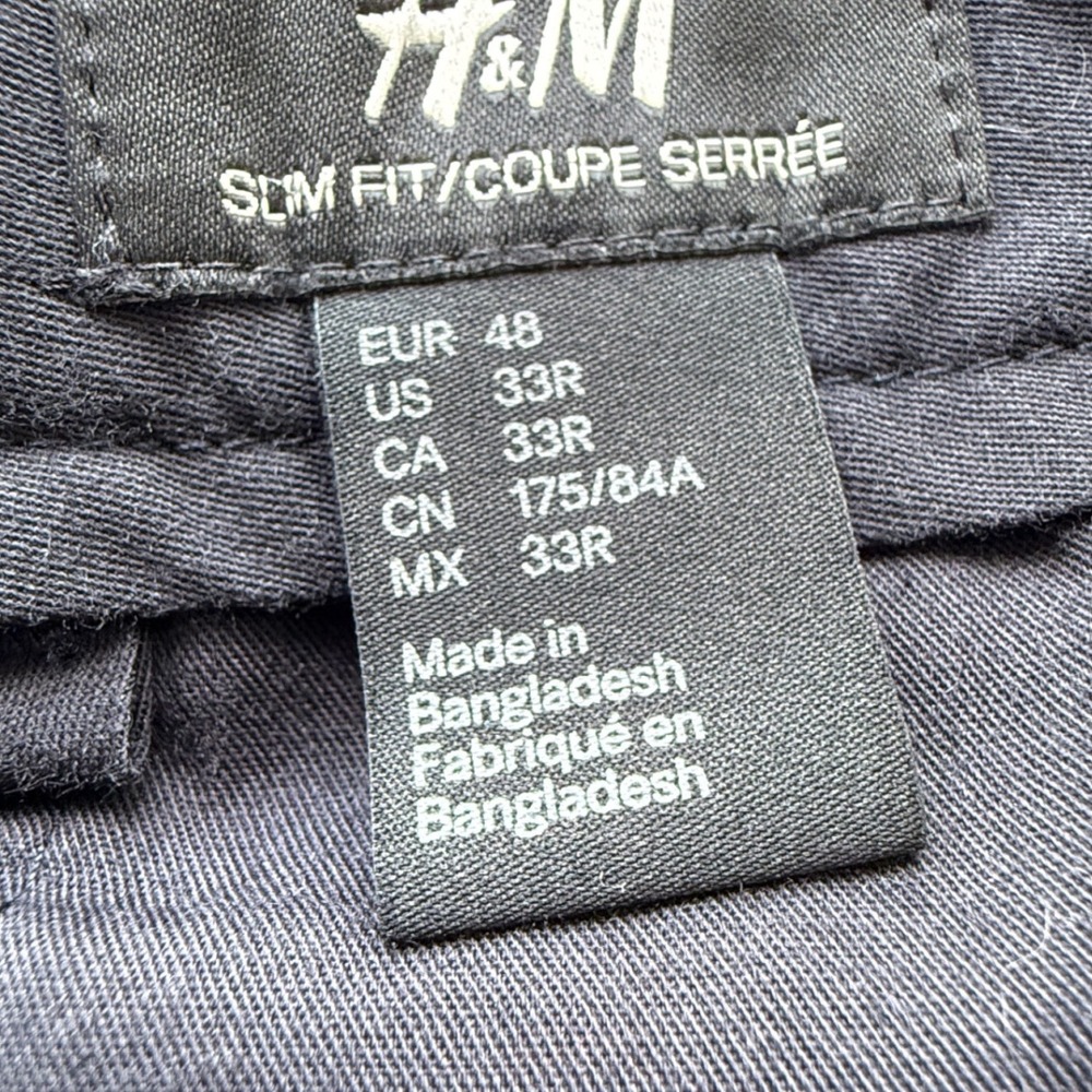 H&M Womens Slim Fit Linen Trousers Summer Pants 33R Navy Blue - Picture 2 of 10